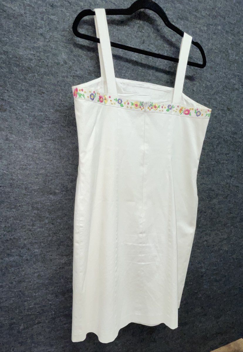 Anne Alexander Women's White Floral Embroidered Sleeveless Sheath Dress Size M