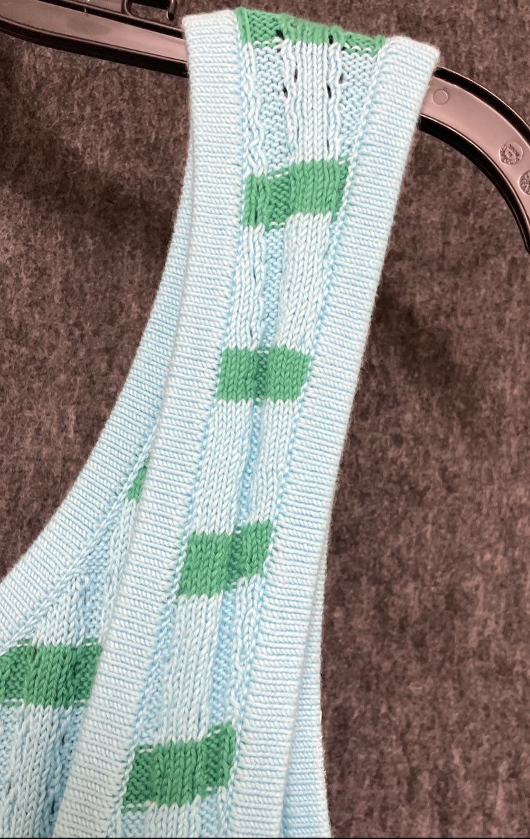 Talbots Women's Light Blue Green Striped Ribbed Cotton Sweater Tank Top Sz L