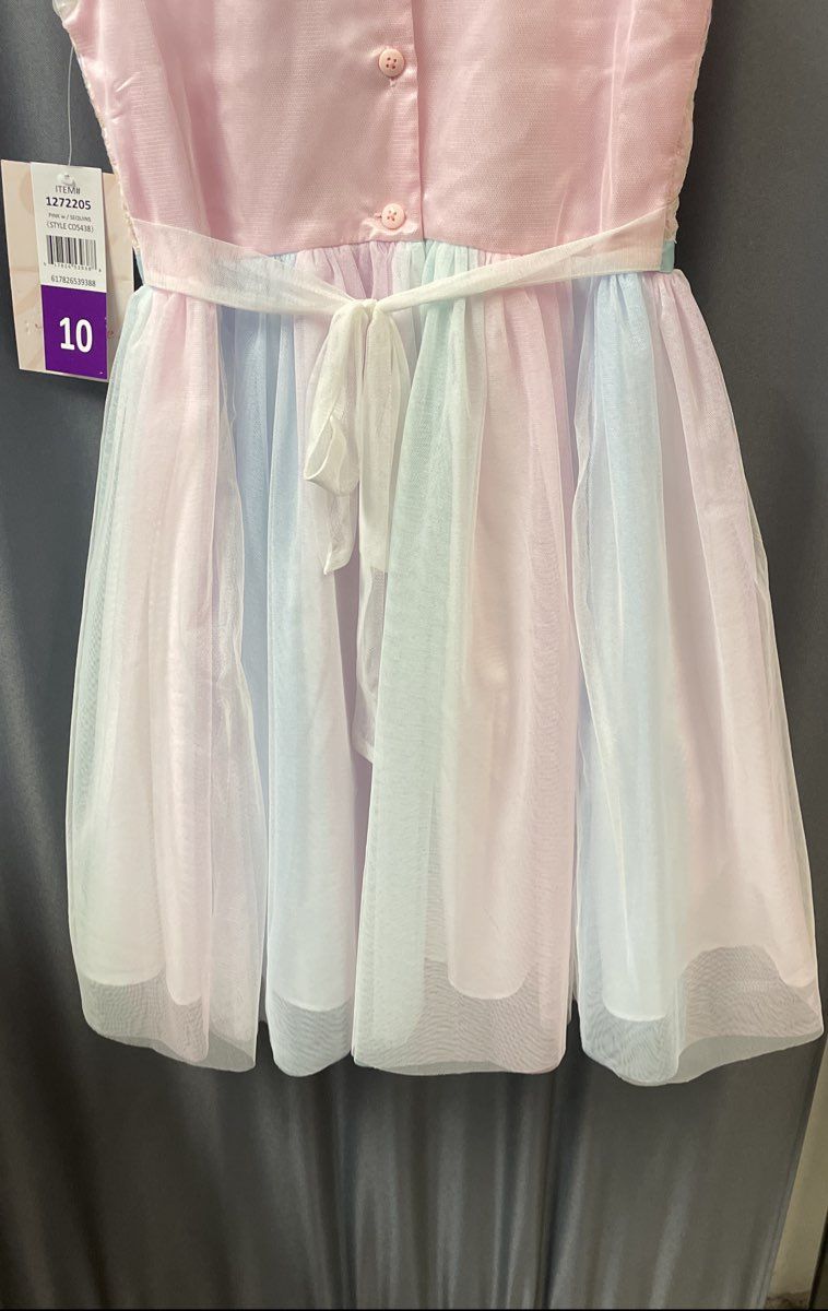 Jona Michelle Girl's Pink Pastel Sequined Tulle Party Dress Sz 10 NWT