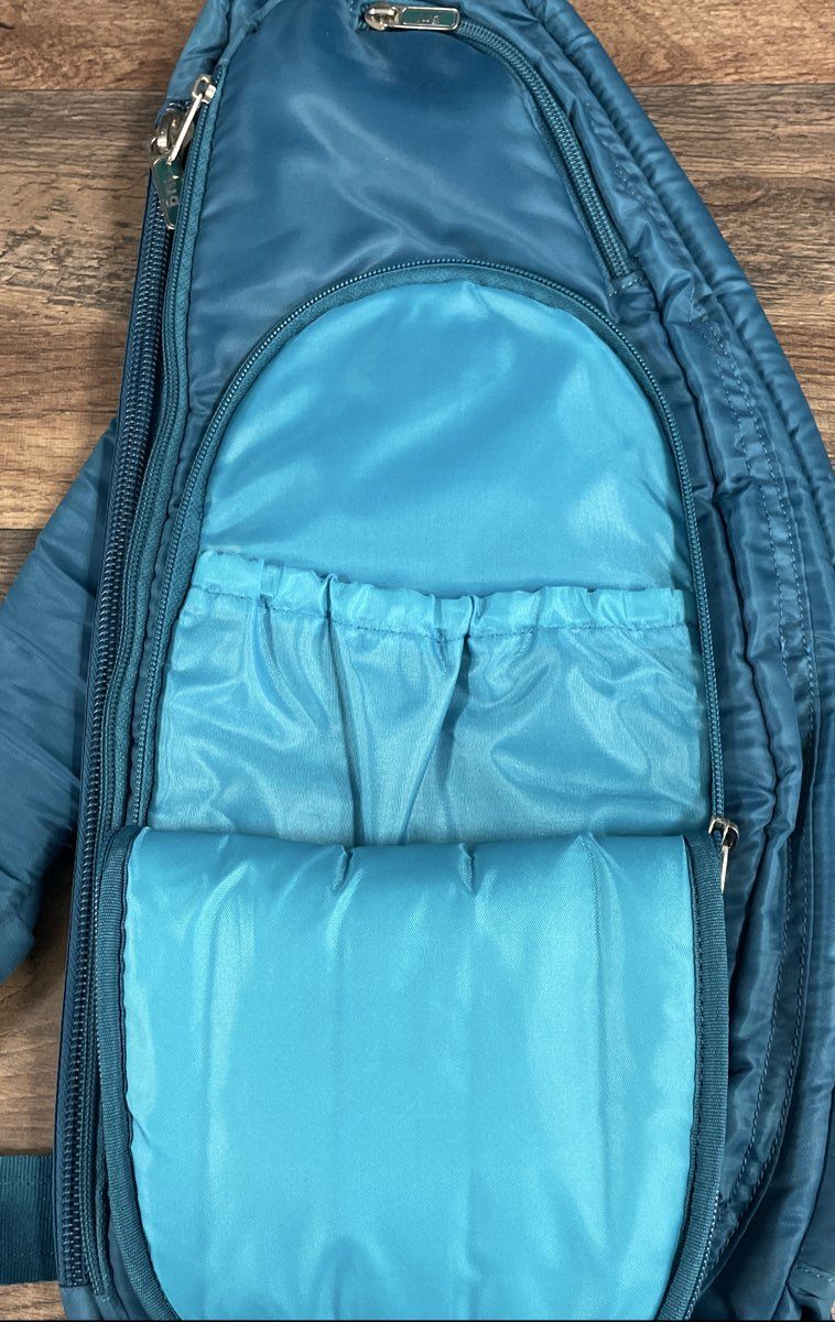 Lug Teal Blue Quilted Sling Bag Crossbody Pacer Travel Multi-Pocket