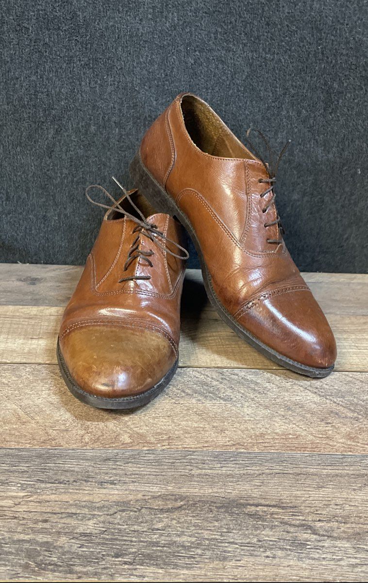 Giorgio Brutini Brown Leather Cap Toe Oxford Dress Shoes Size 9.5