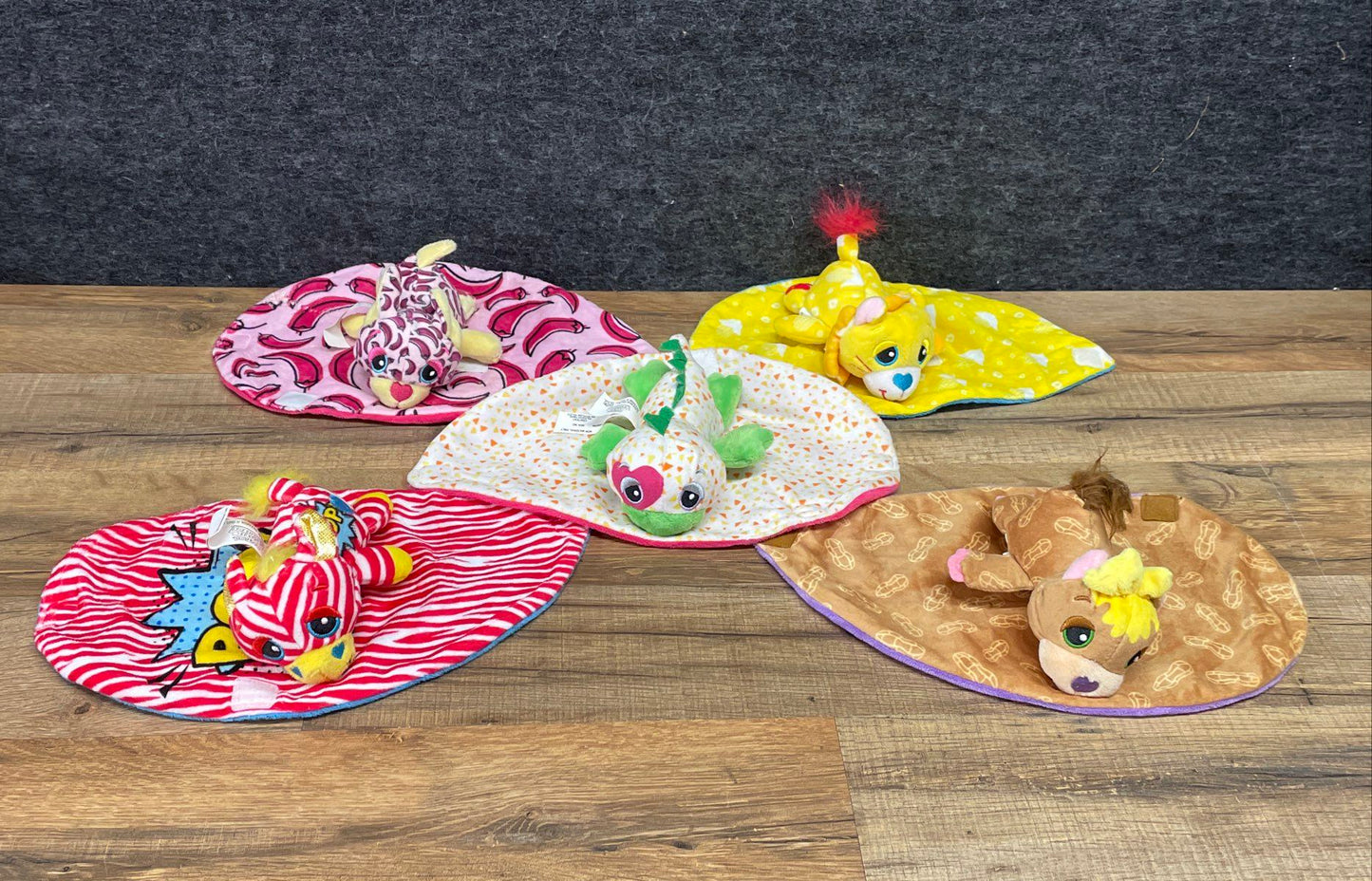 Cutetitos Plush Toy Animal Lot of 5 Stuffed Animals with Burrito Blankets