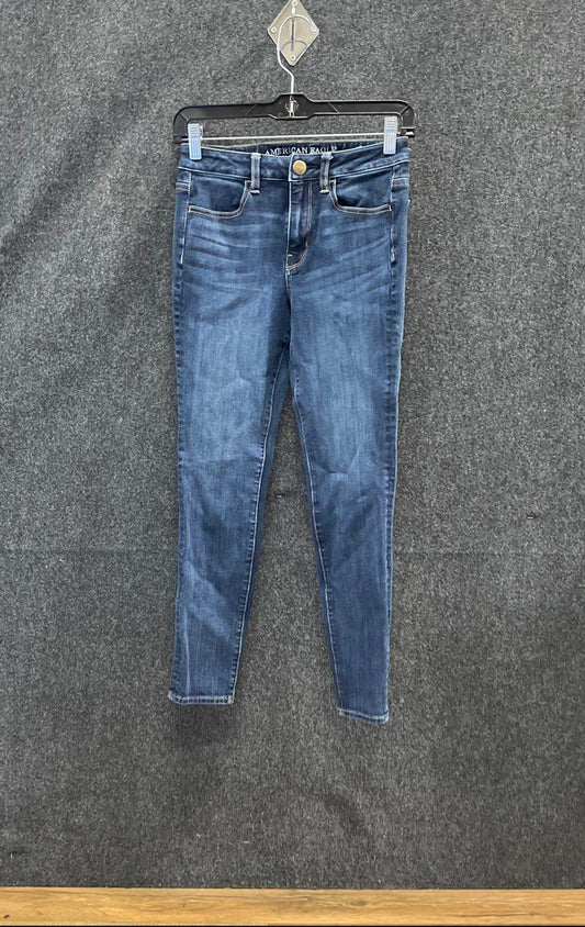 American Eagle Women's Blue 360 Super Stretch Skinny Jegging Jeans Sz 2 Short