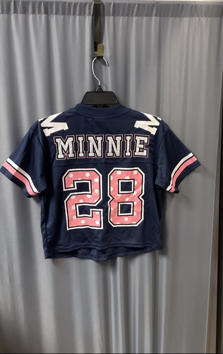 Disney Women's Navy Blue Minnie Mouse 28 Cropped Jersey Sz XS
