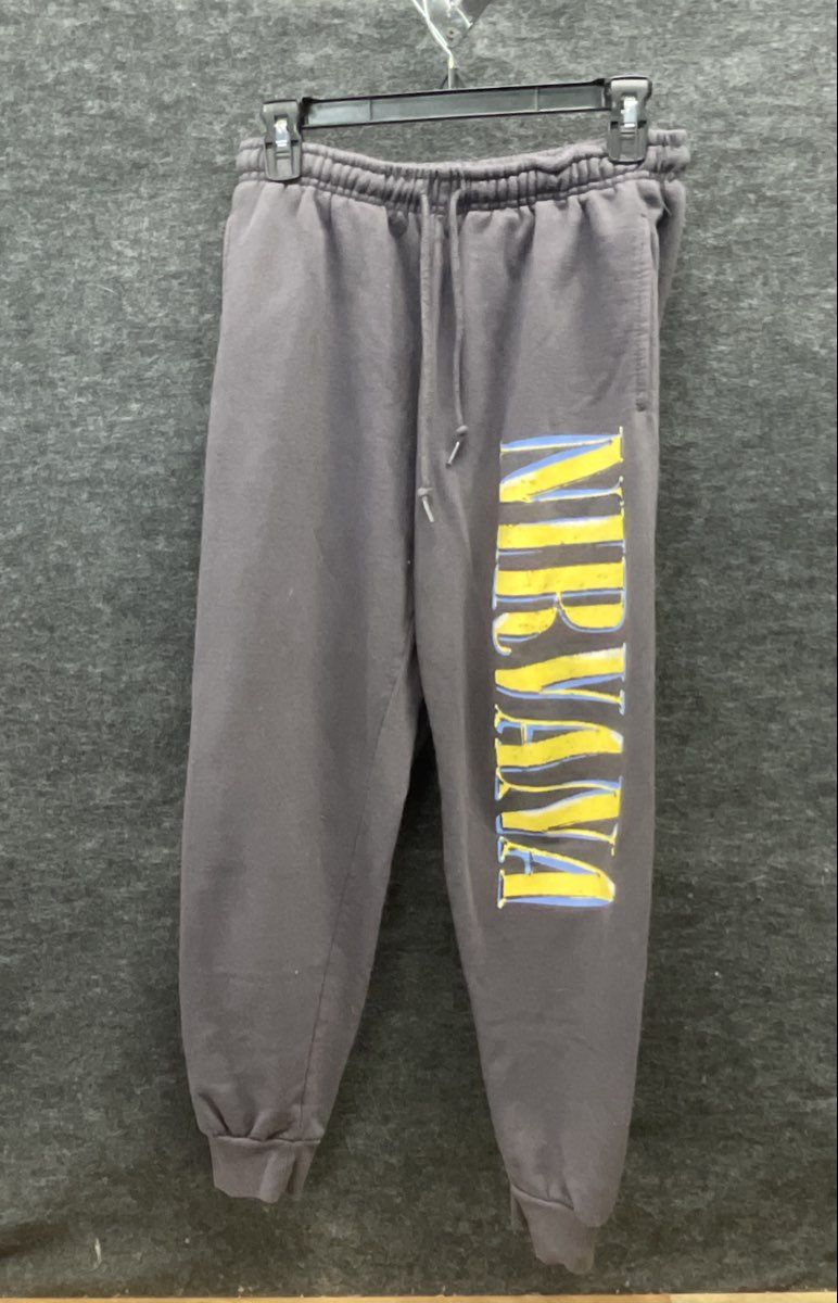 Nirvana Official Licensed Graphic Jogger Sweatpants Charcoal Gray Sz S