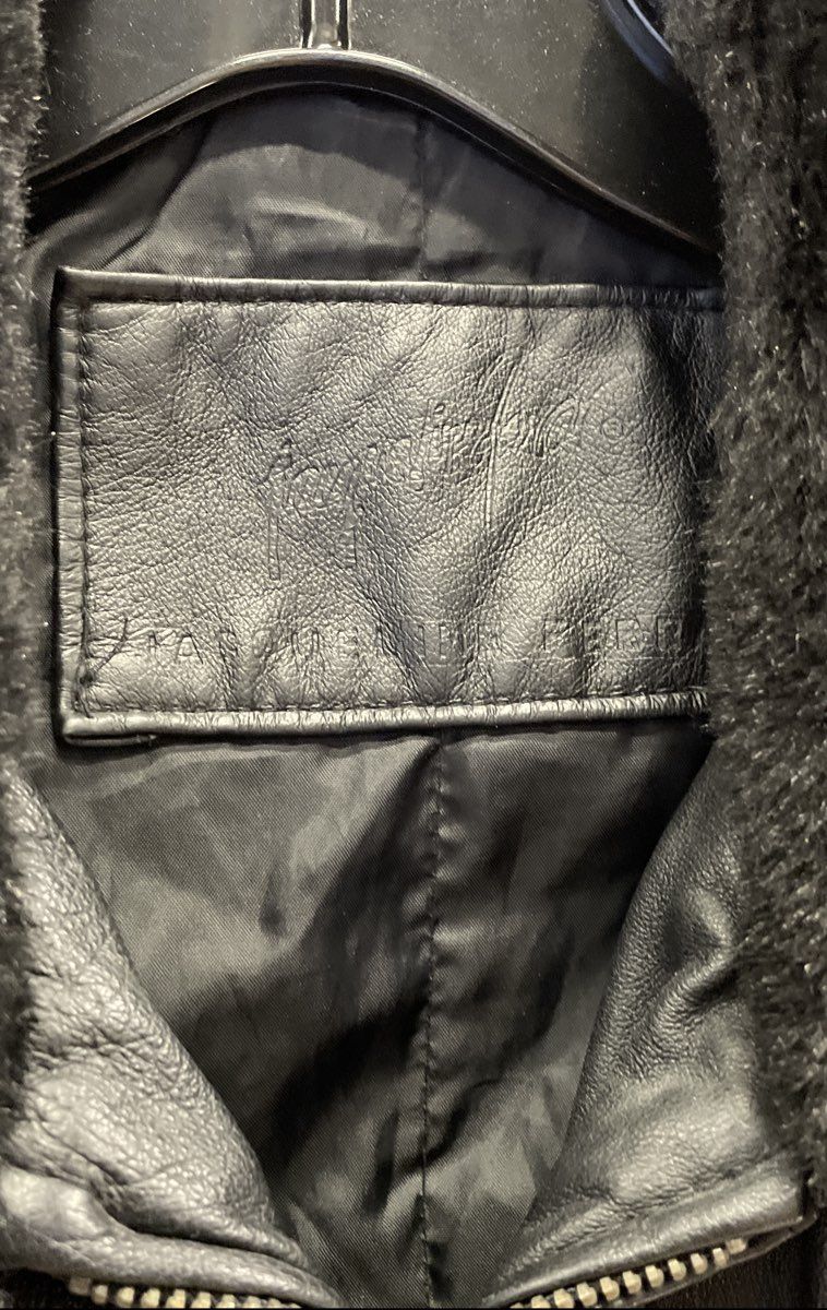 Vintage 90s Jacqueline Ferrar Women's Black Leather Jacket Faux Fur Collar