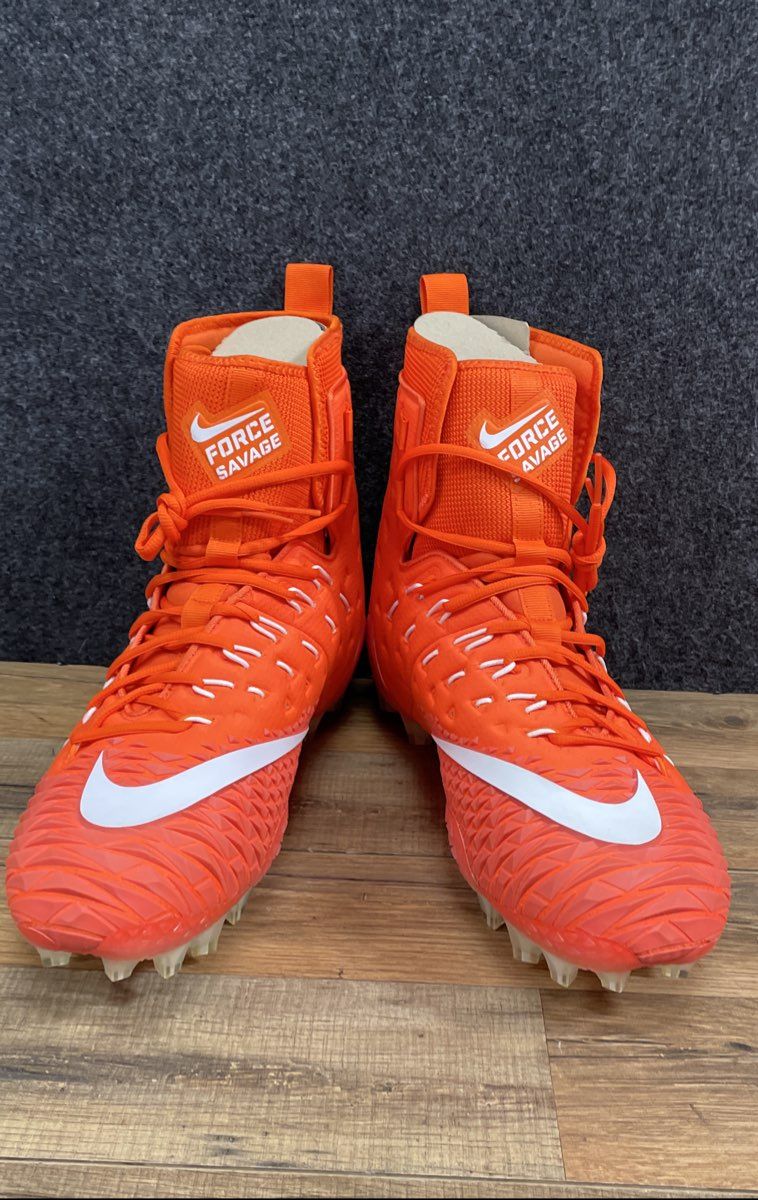 Nike Force Savage Elite Orange White High Top Football Cleats Size 15