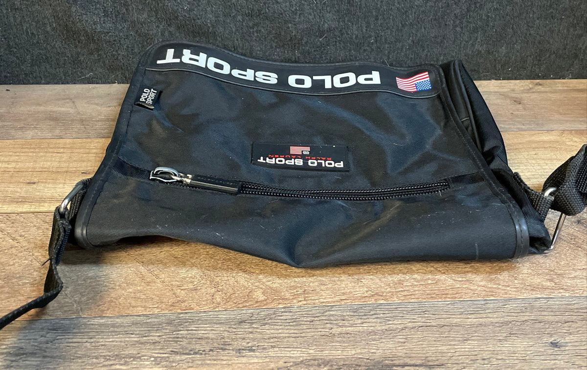 Vintage Polo Sport Ralph Lauren Black Nylon Messenger Crossbody Bag