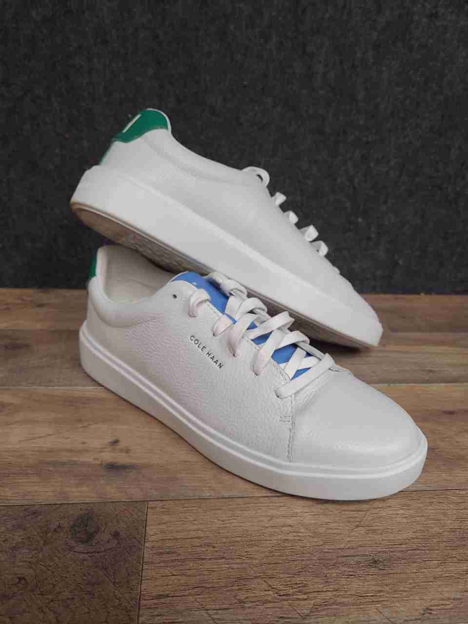 Cole Haan Grand Crosscourt White Blue Green Leather Sneakers Women's Size 11B