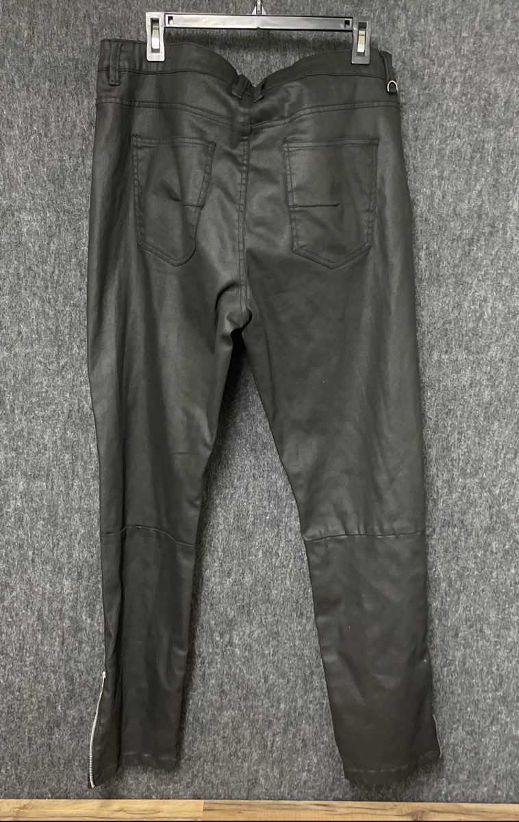 NovaMen Men's Black Keeping It Cool Waxed Skinny Moto Zip Pants Sz 38 NWT