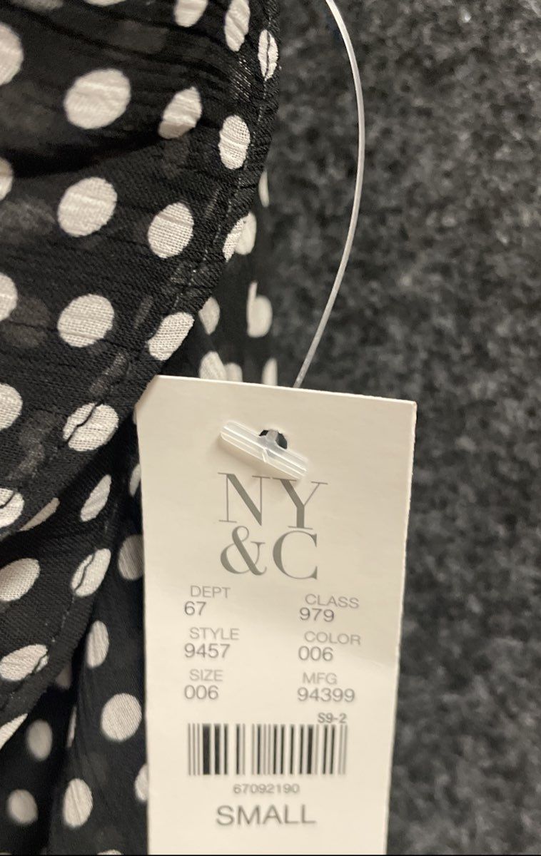New York & Company Women's Black Polka Dot Ruffle Tie Front Camisole NWT Sz S