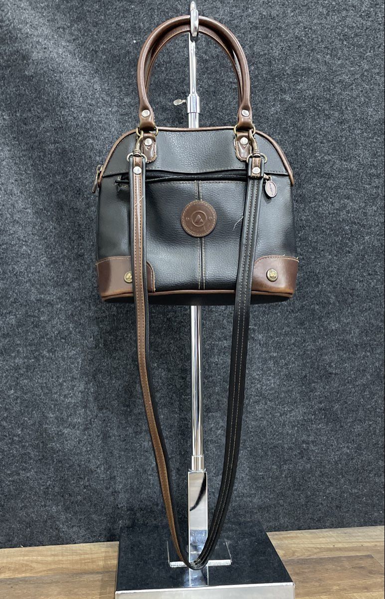 Liz Claiborne Black Brown Leather Vintage Satchel Crossbody Handbag Purse