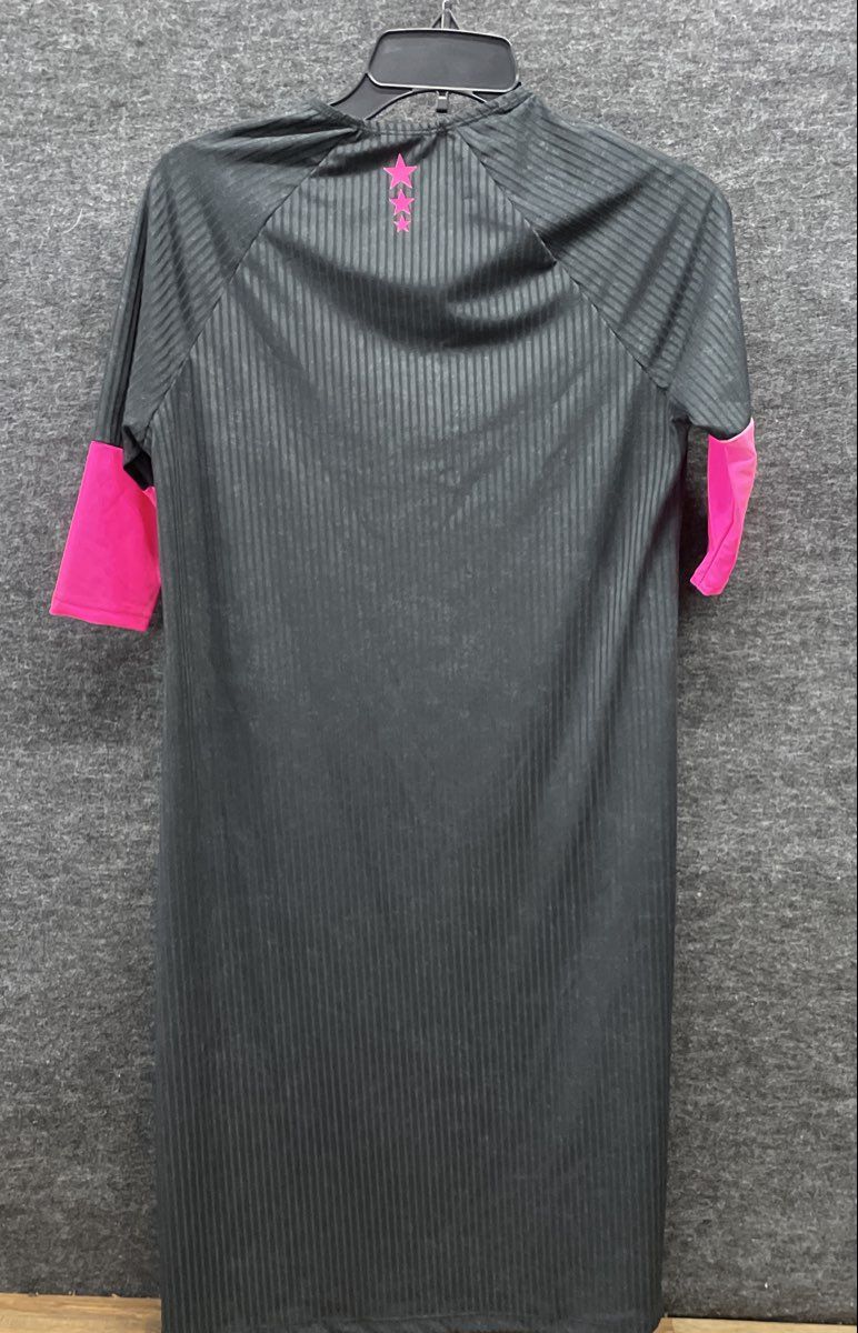 TRY Women's Rib Cover Up Night Gown Black Neon Pink Colorblock Sleeves NWT Sz 20