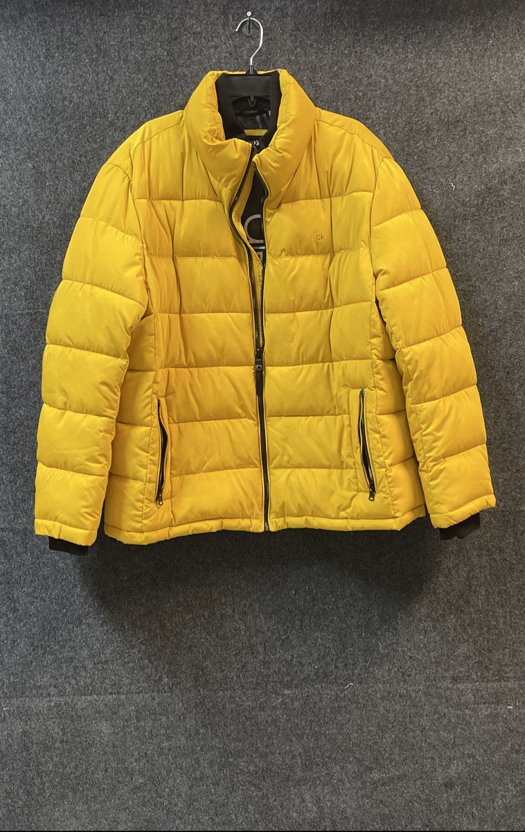 Calvin Klein Men's Yellow Puffer Jacket Water Resistant Wind Protection Sz XL