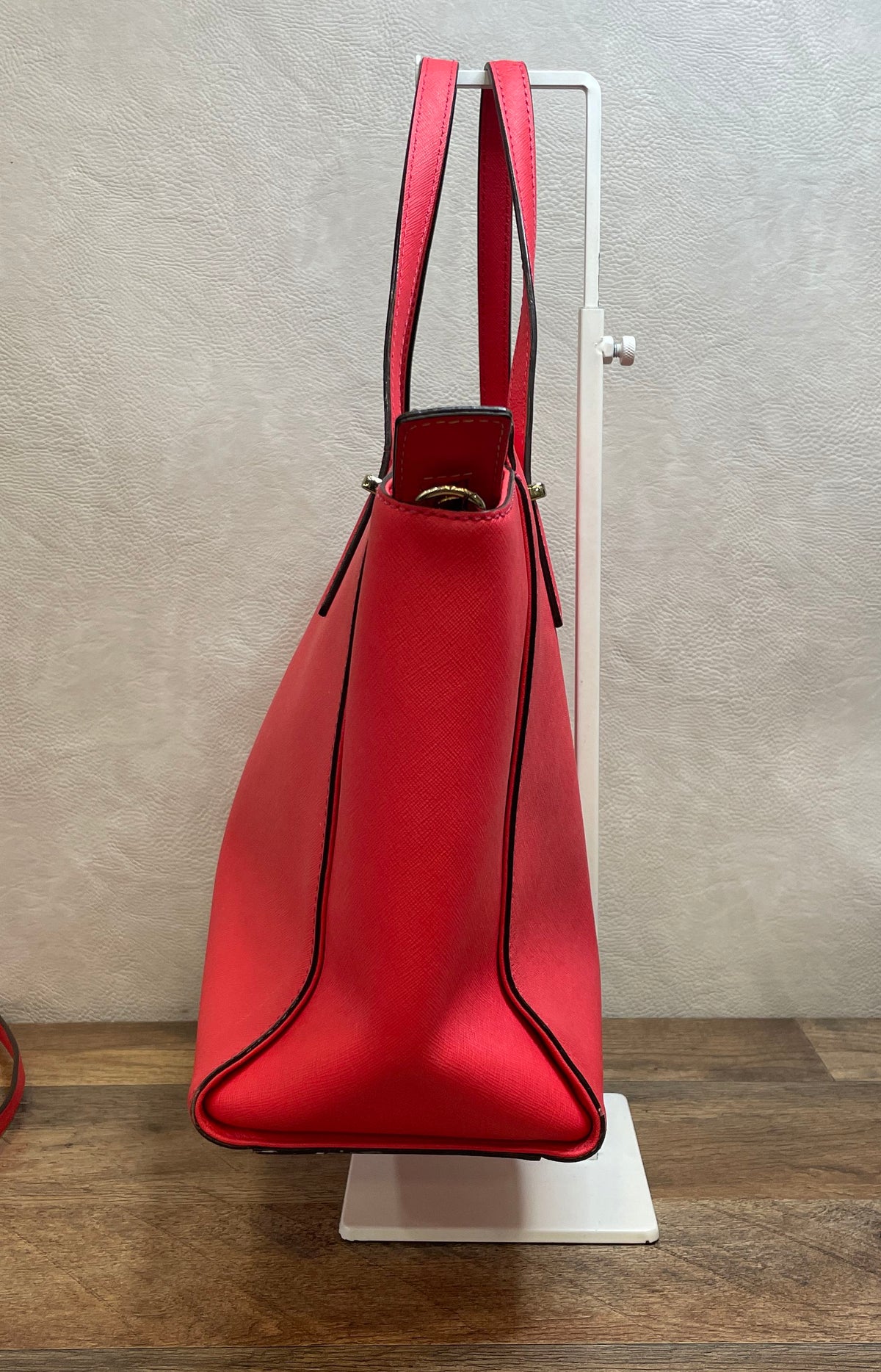 Kate Spade Red Saffiano Leather Satchel Crossbody Bag Gold Hardware