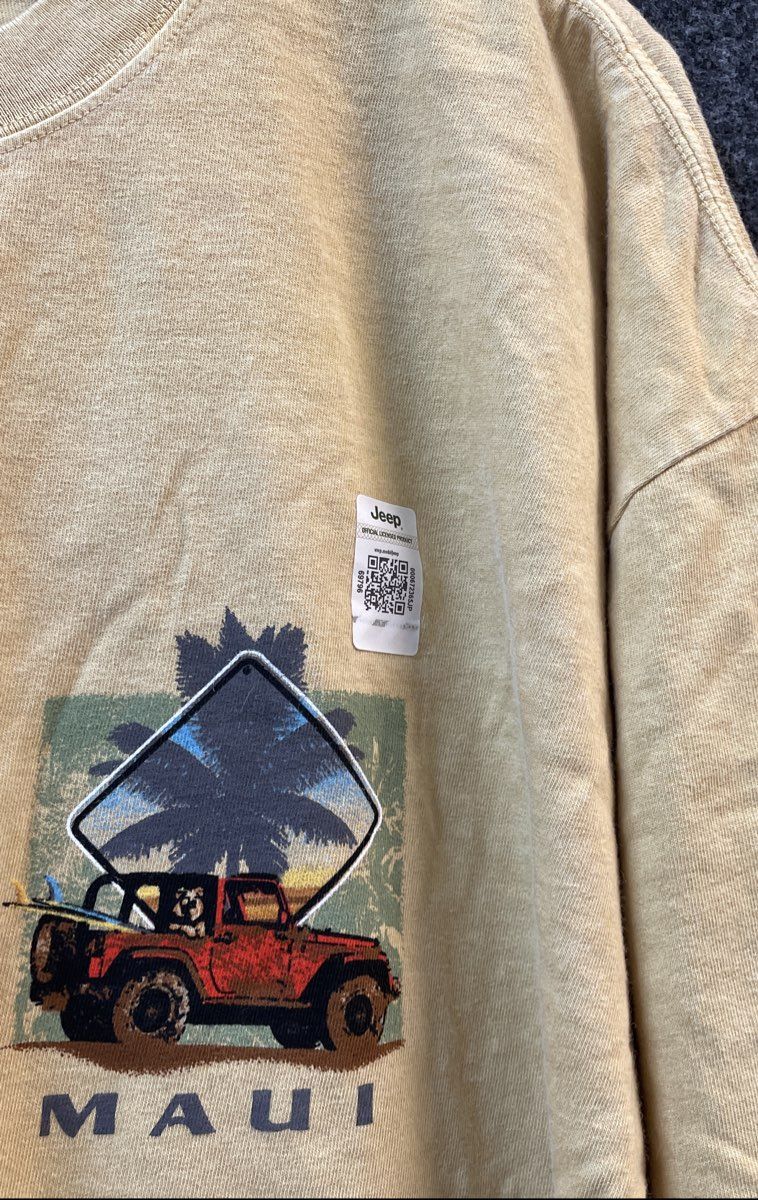 Crazy Shirts Men's Yellow Beer Dyed Road to Hana Jeep Maui T-Shirt Sz XXL NWT