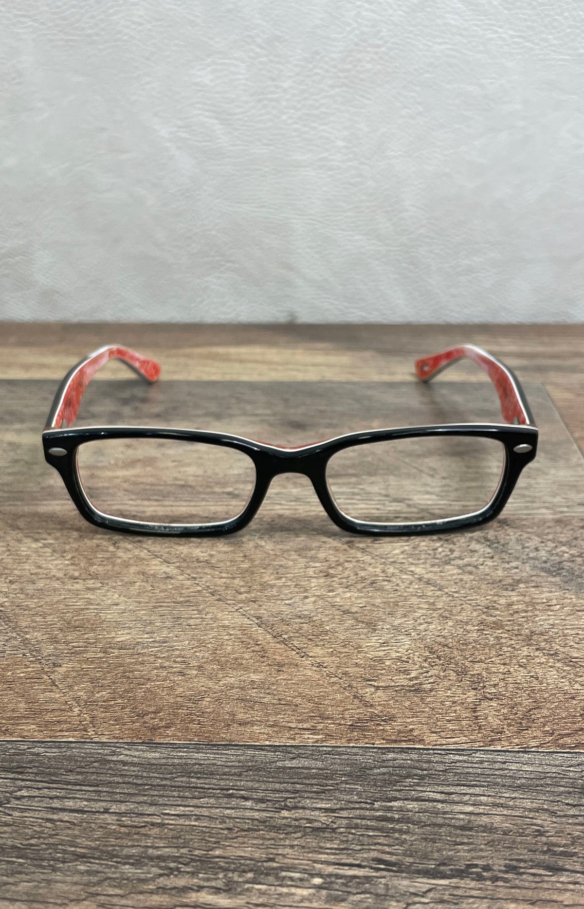 Ray-Ban Unisex RB 5206 2479 Eyeglasses Black Red Print Sz 52-18 140 With Case