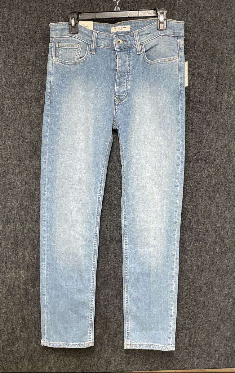 Forever 21 Men Denim Light Wash Blue Skinny Jeans Button Fly NWT Sz 32
