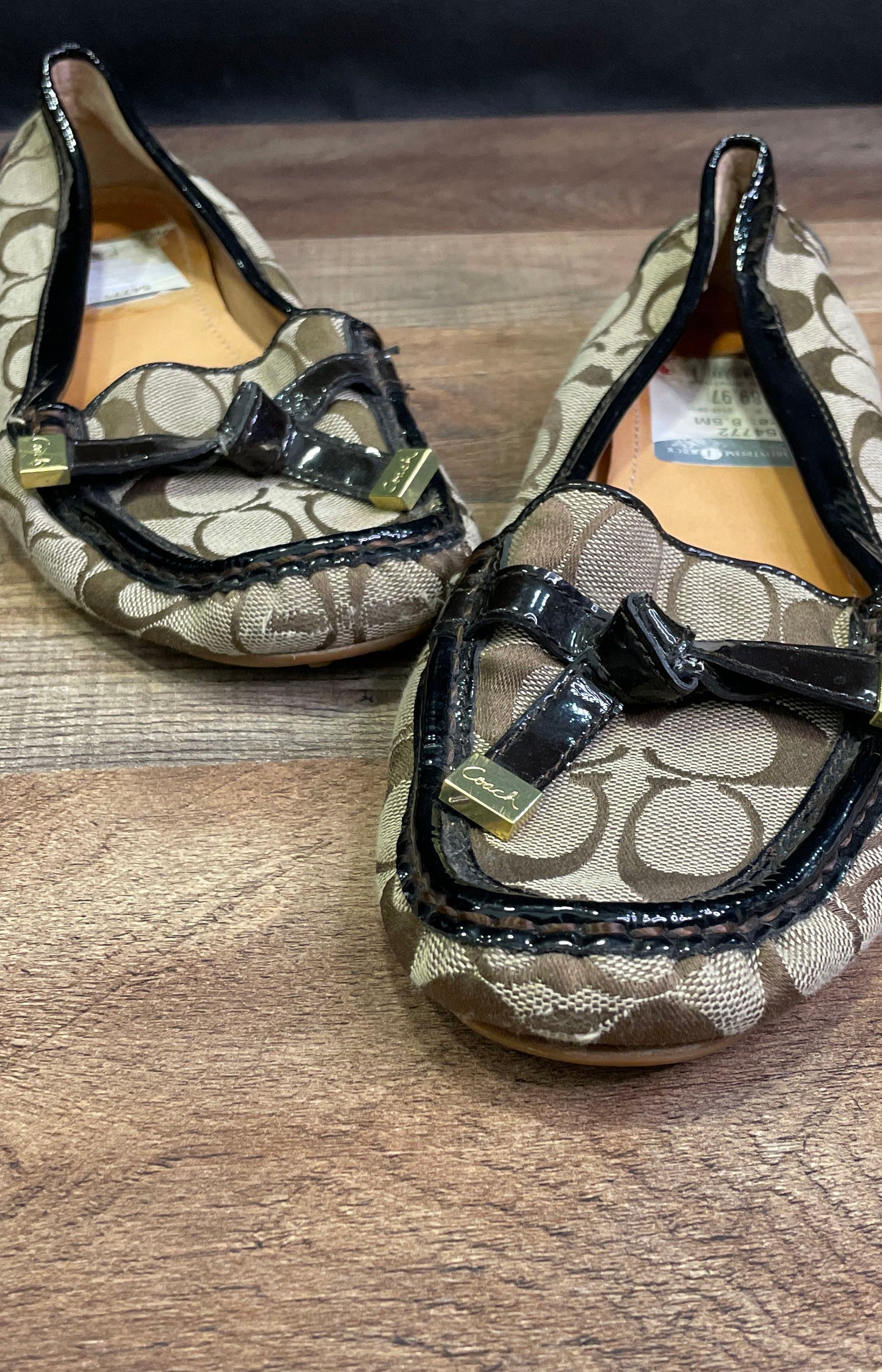 Coach Frida Tan Signature Jacquard Logo Loafers Women's Size 8.5 B