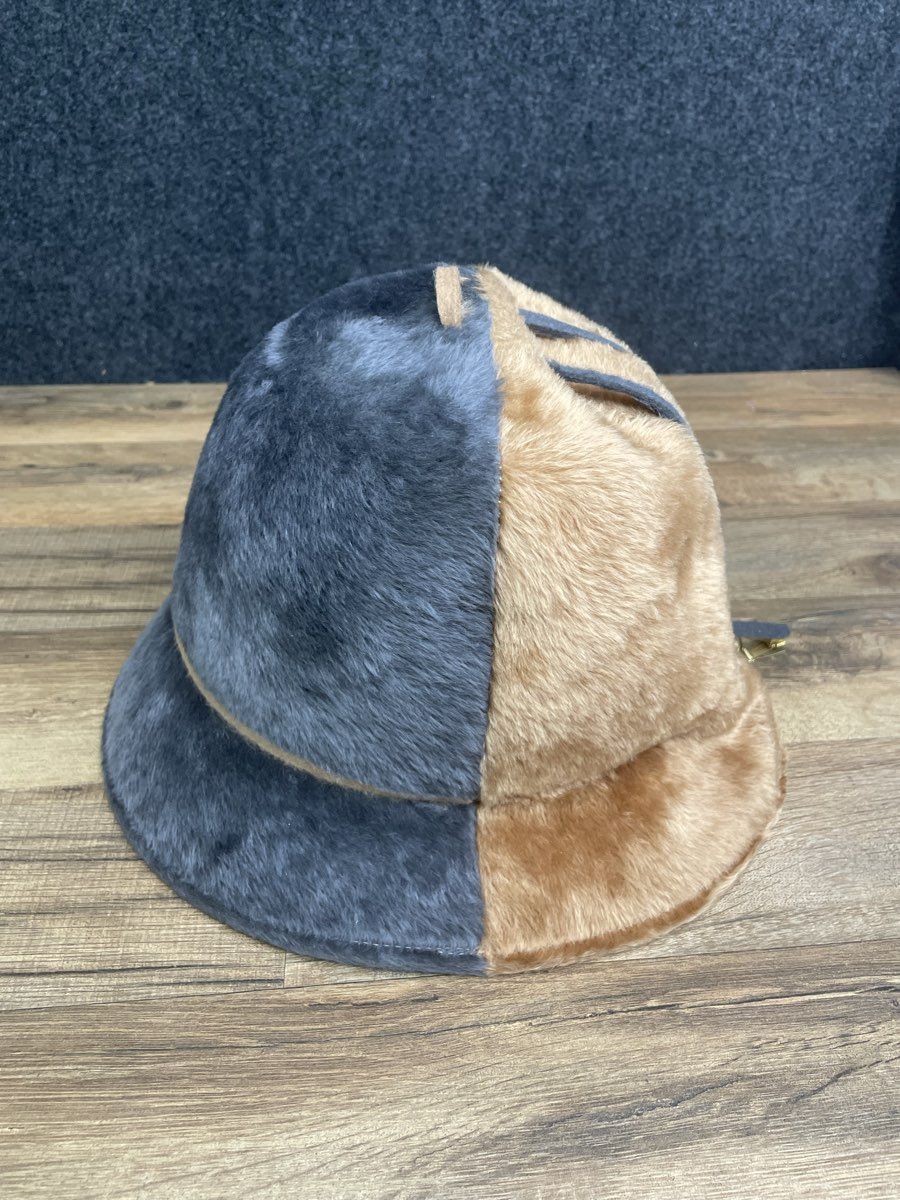 Vintage 80s Mr John Classic Faux Fur Bucket Hat Two Tone Gray Tan Tassel OS