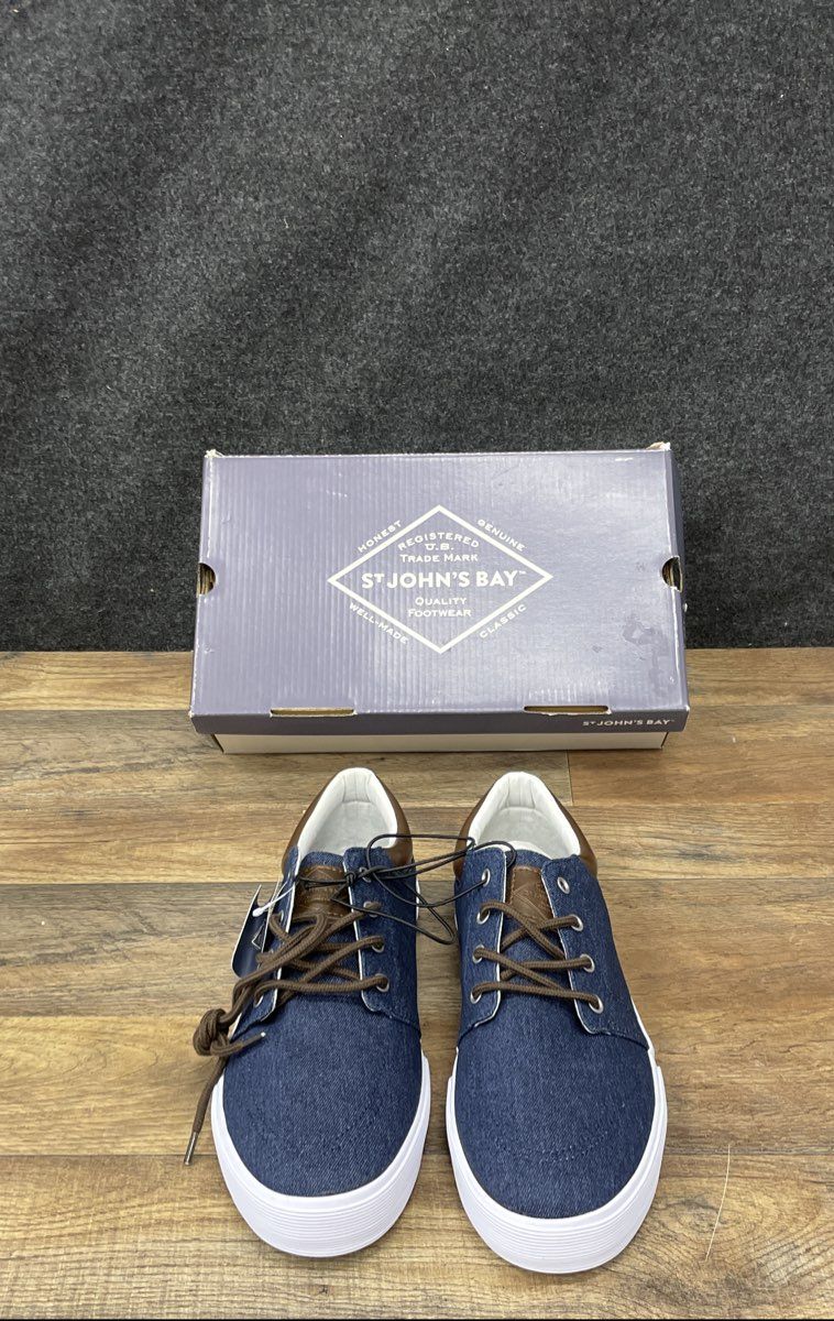 St. John's Bay Bryce Navy Denim Casual Men's Sneakers Size 10.5 DS NWT