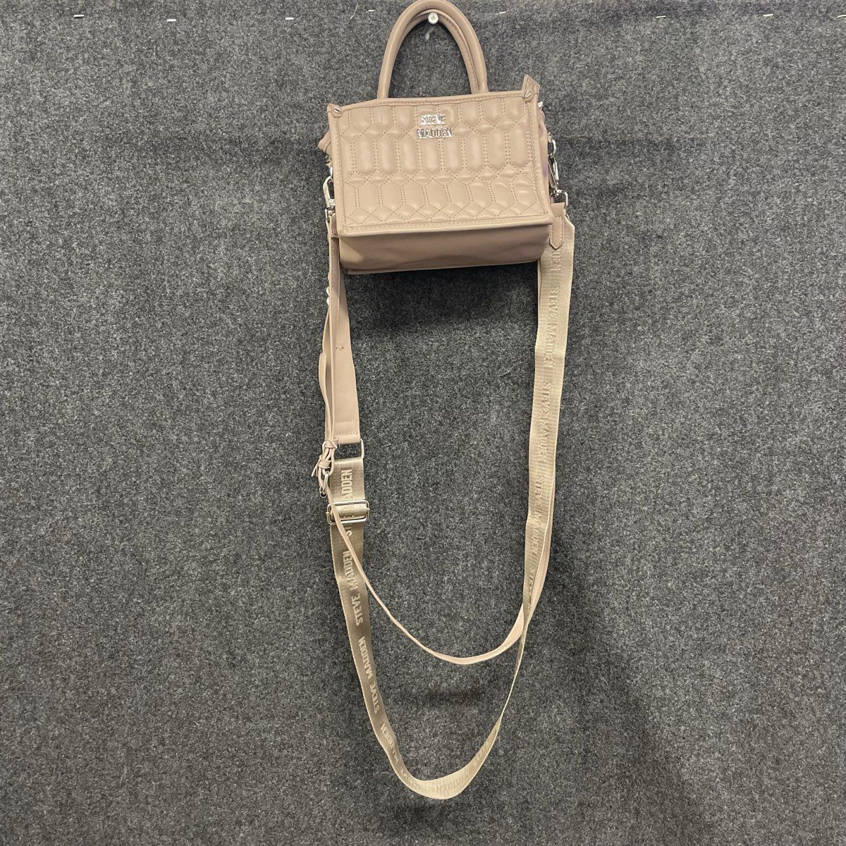 Steve Madden Taupe BNiko Quilted Convertible Crossbody Handbag Bag