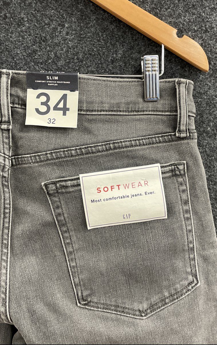 Gap Men's Slim Fit Gray Jeans GapFlex Soft Wear Denim 34x32 NWT
