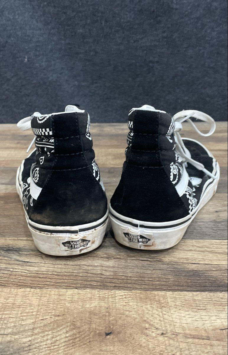 Vans Sk8-Hi Black White Bandana Paisley Print High Top Sneakers Men 8 Women 9.5