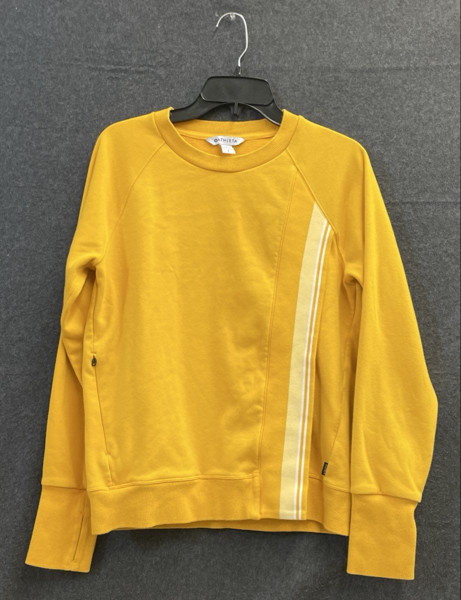 Athleta Women's Triumph Game Point Sweatshirt and Shorts Set Yellow Sz S/M