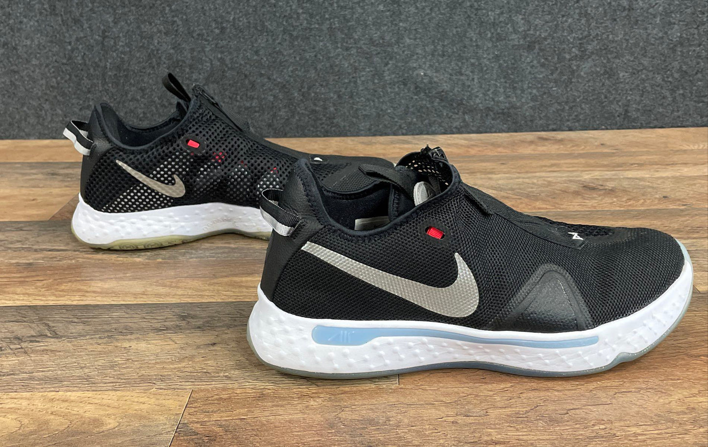 Nike PG 4 Black Metallic Silver White Basketball Sneakers Men's Size 12