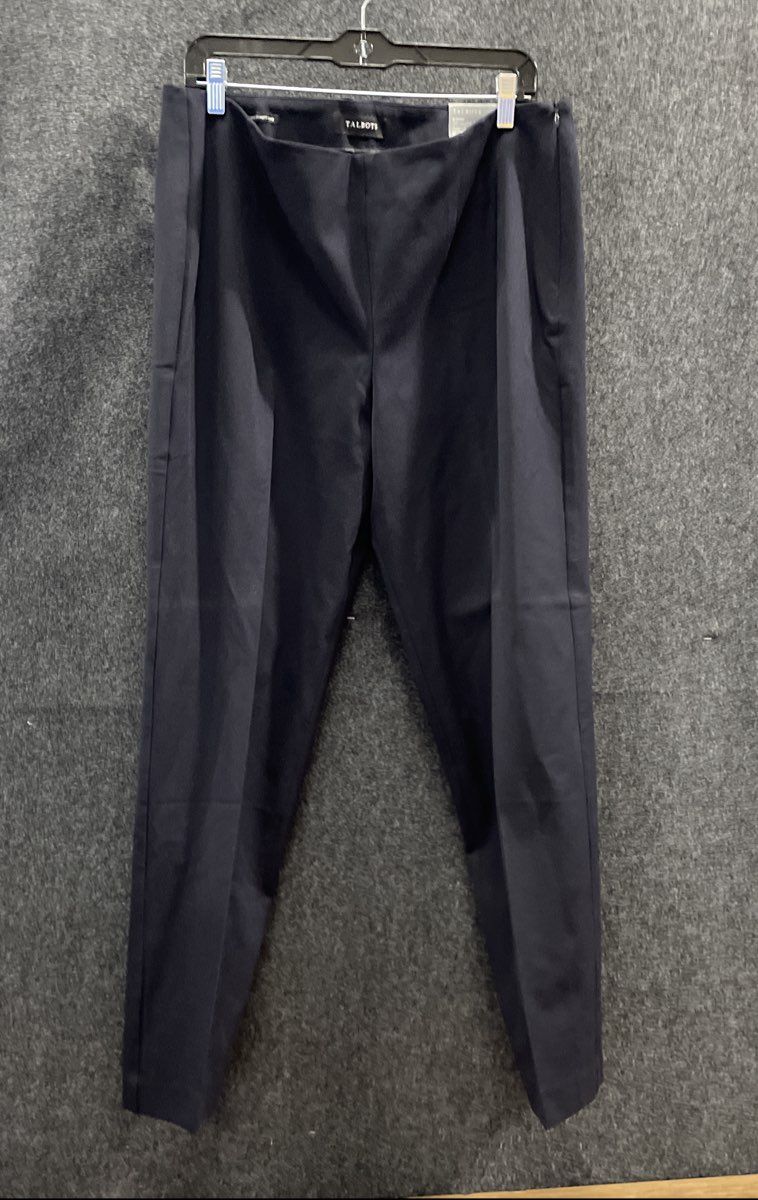 Talbots Women's Navy Blue Bi-Stretch Straight-Leg Pants Full Length NWT Sz 14