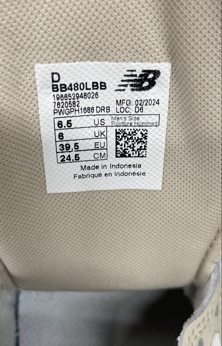 New Balance 480 White Beige BB480LBB Men's Sneakers Size 6.5