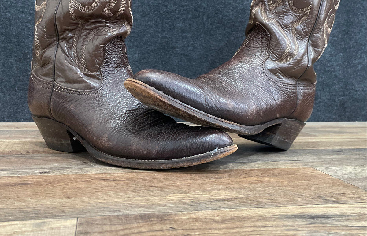 Nocona Brown Leather Western Cowboy Boots Pointed Toe Size 8C