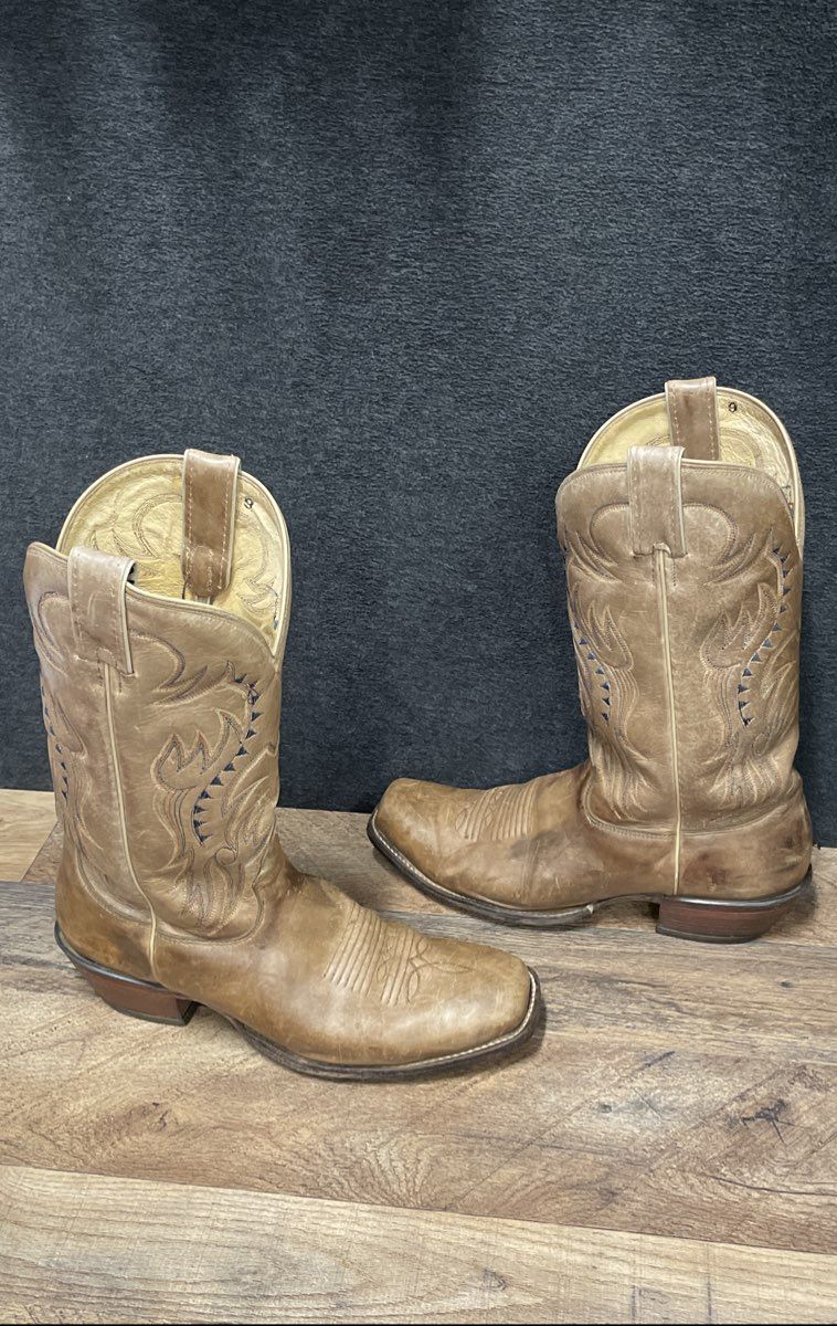 Nocona MD2711 Tan Leather Handcrafted USA Western Cowboy Boots Men's Size 9 EE