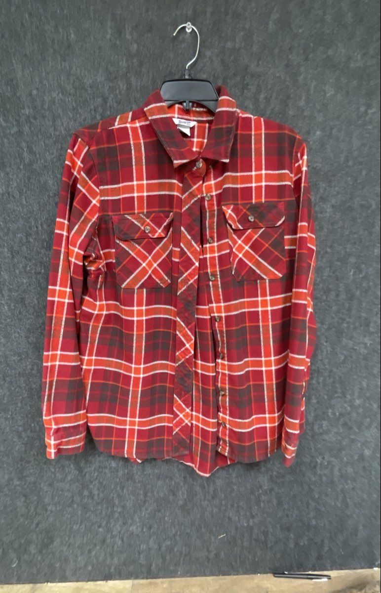 Duluth Trading Co Men's Red Plaid Long Sleeve Button Down Flannel Shirt Sz L