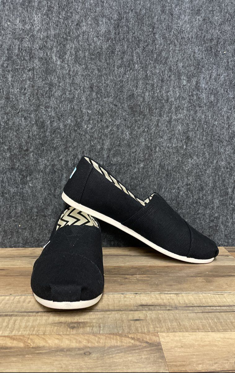 TOMS Alpargata Black Canvas Slip-On Shoes Women's Size 9.5 W