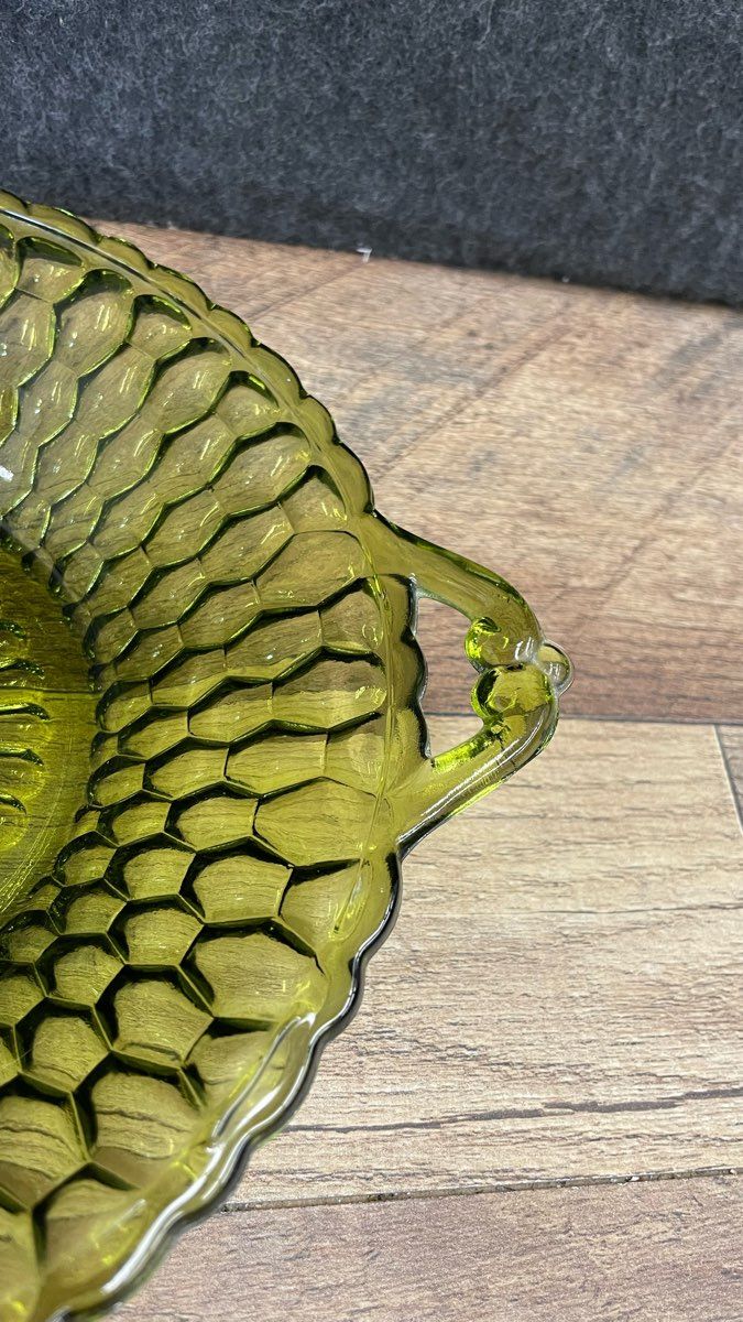 Vintage Style Indiana Glass Relish Green Dish