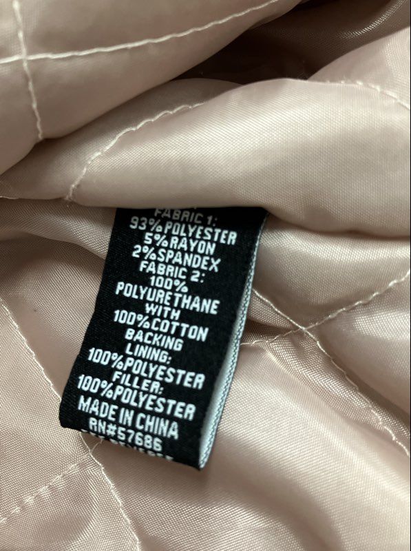 Fashion Nova Women's Pink Varsity Jacket Faux Leather Sleeves Quilted Sz M