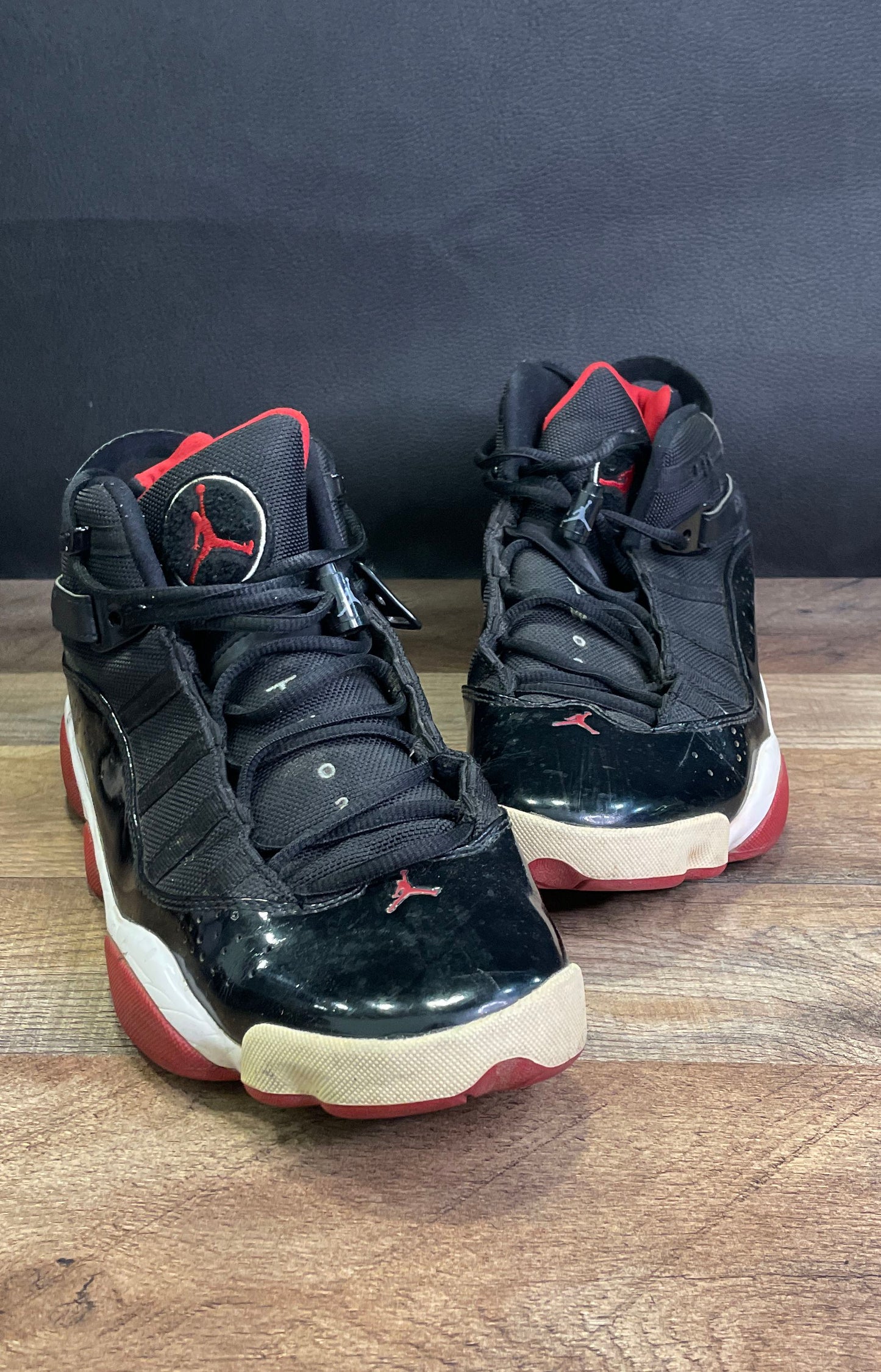 Nike Air Jordan 6 Rings Black Varsity Red White Basketball Shoes Men's Size 10