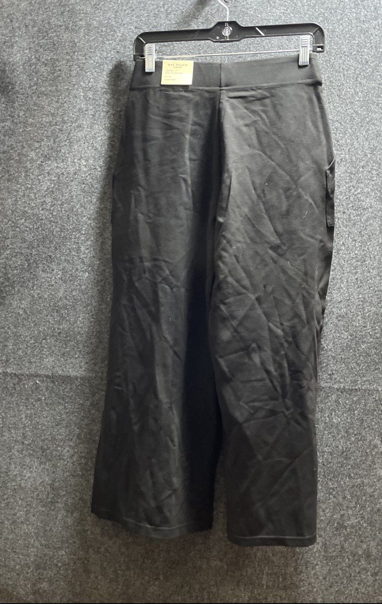 Max Studio Women's Black Cropped Wide Leg Trousers Patch Pockets Sz S NWT