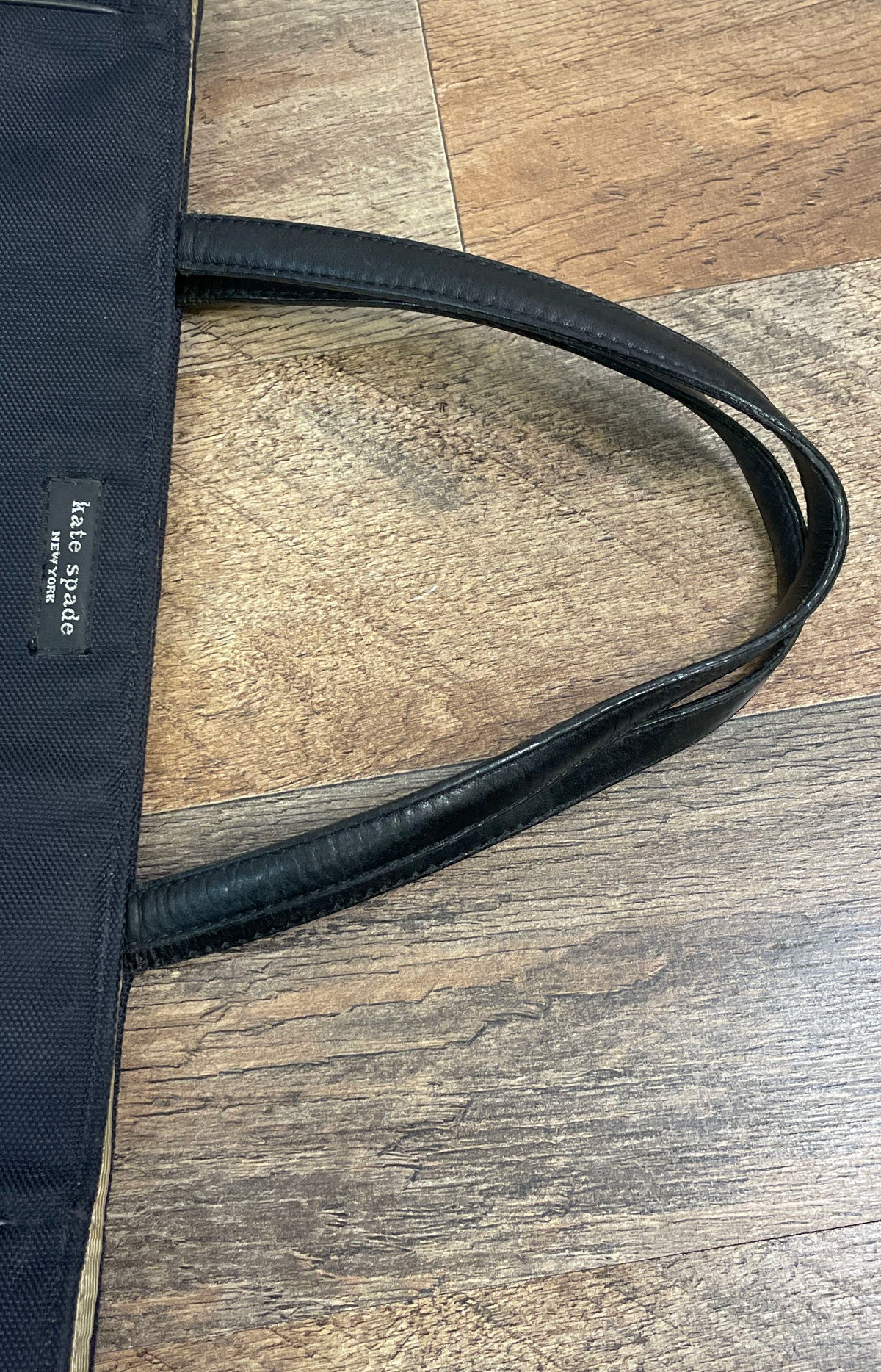 Kate Spade New York Black Canvas Leather Trim Tote Bag Medium Silver Feet
