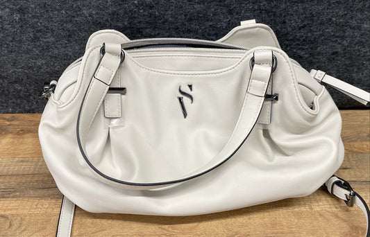 Simply Vera Vera Wang White Vegan Leather Satchel Shoulder Bag Gunmetal Hardware