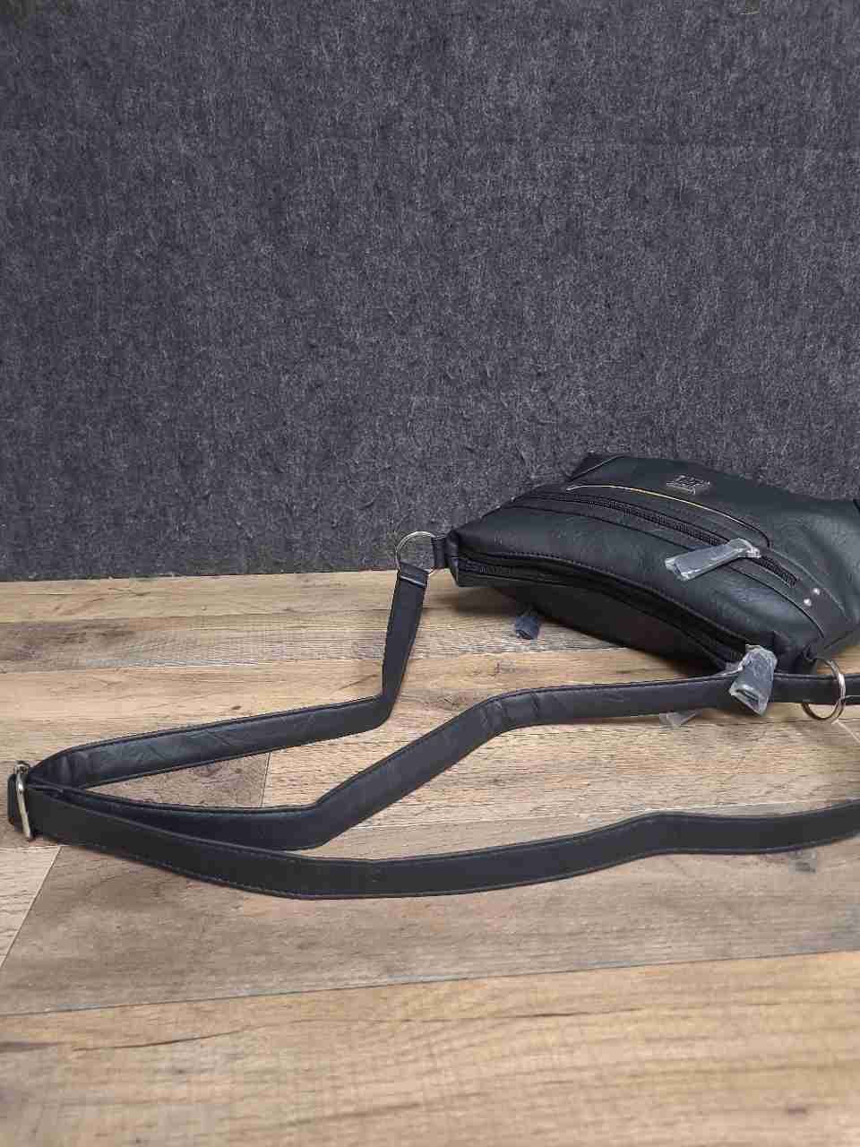 Stone Mountain Black Bonded Leather Irene Hobo Crossbody Bag NWT