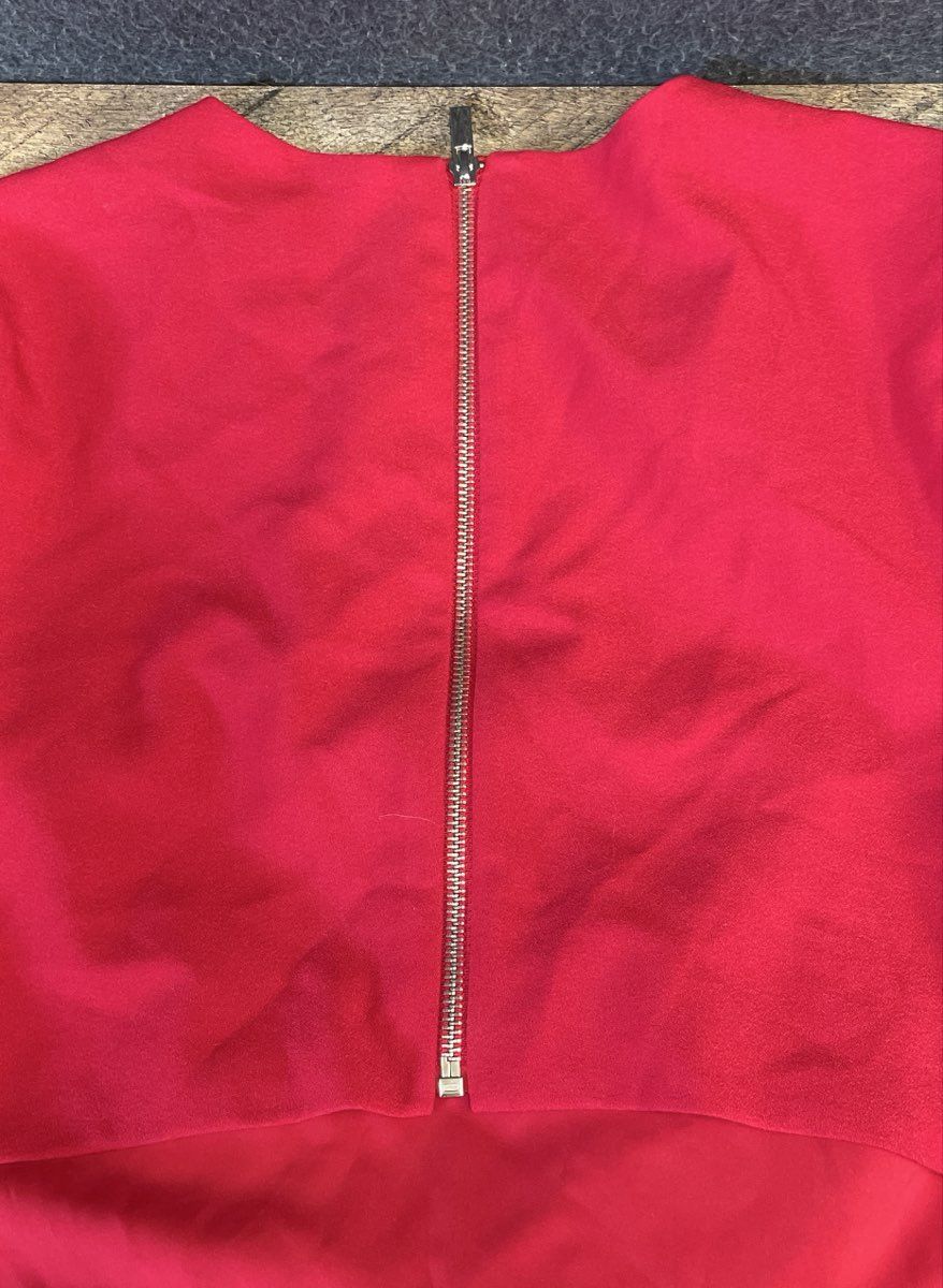 Gabrielle Union Women's Red Cutout Back Dress Exposed Zip 3/4 Sleeve Sz 12 NWT