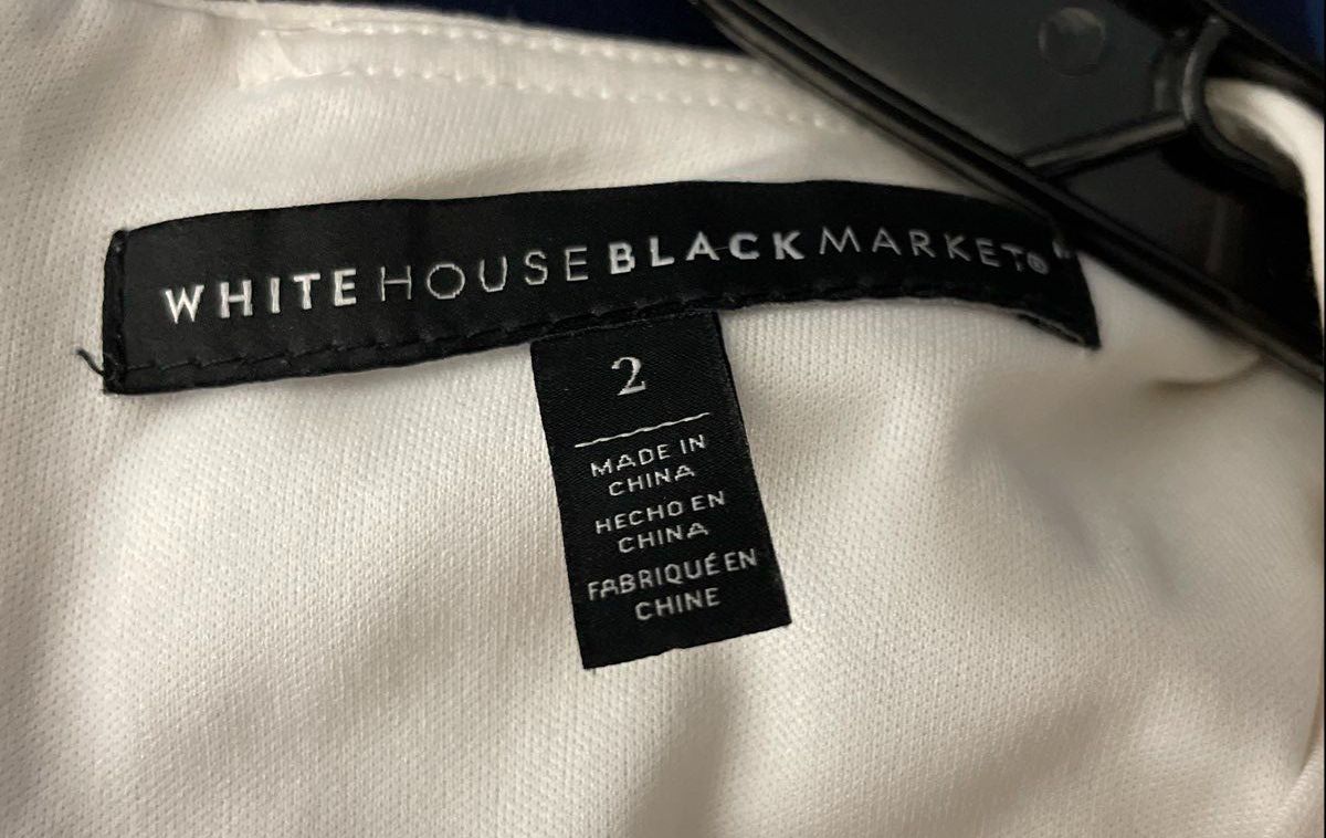 White House Black Market Women's Blue White Colorblock Sleeveless Sheath Dress 2
