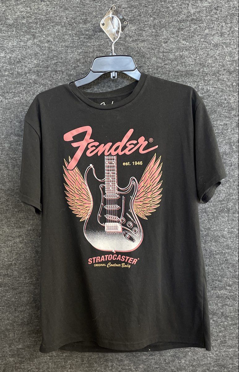 Fender Stratocaster Guitar Graphic T-Shirt Licensed 2024 Black Sz L