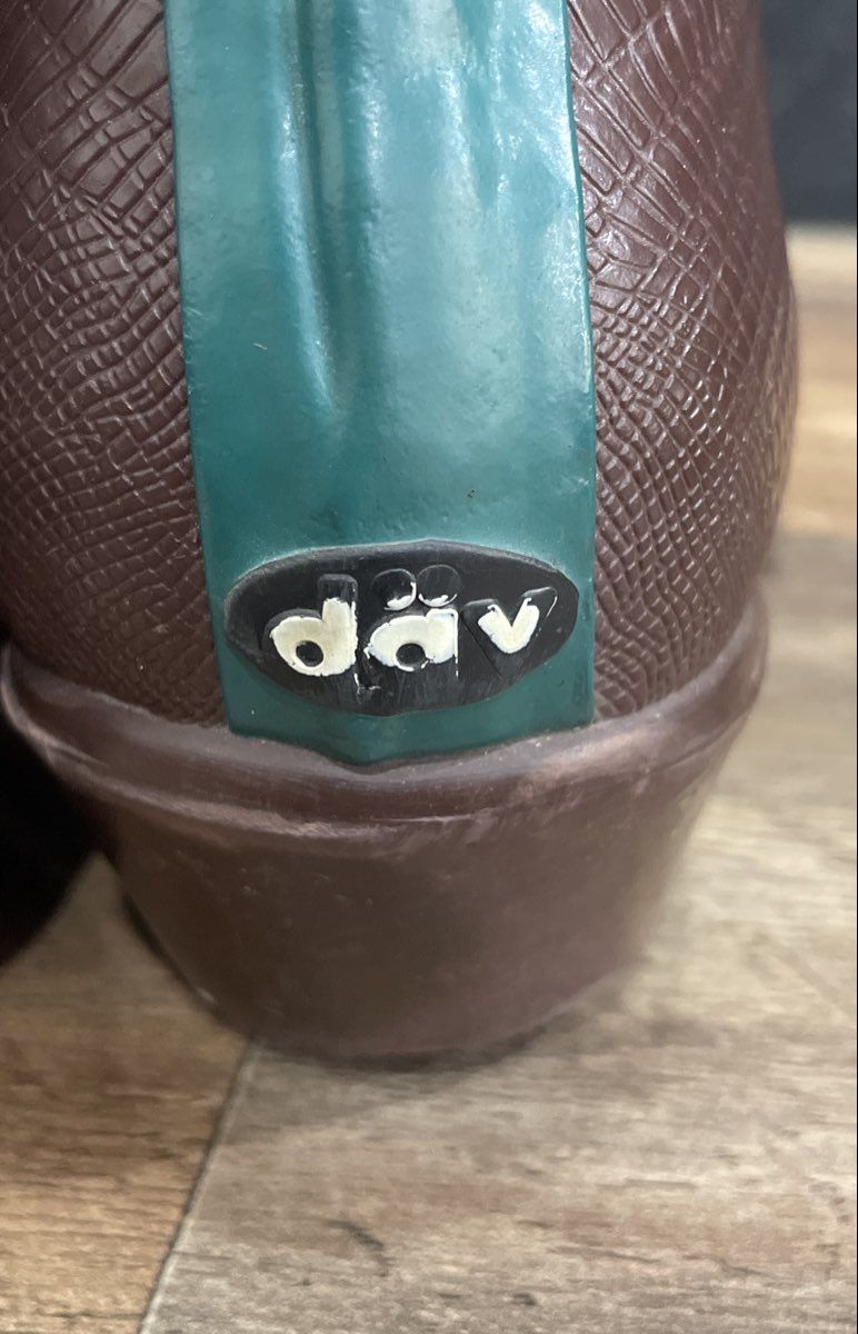 dav Cowboy Rain Boots Brown Teal Blue Western Pattern Wellies Women's Size 10