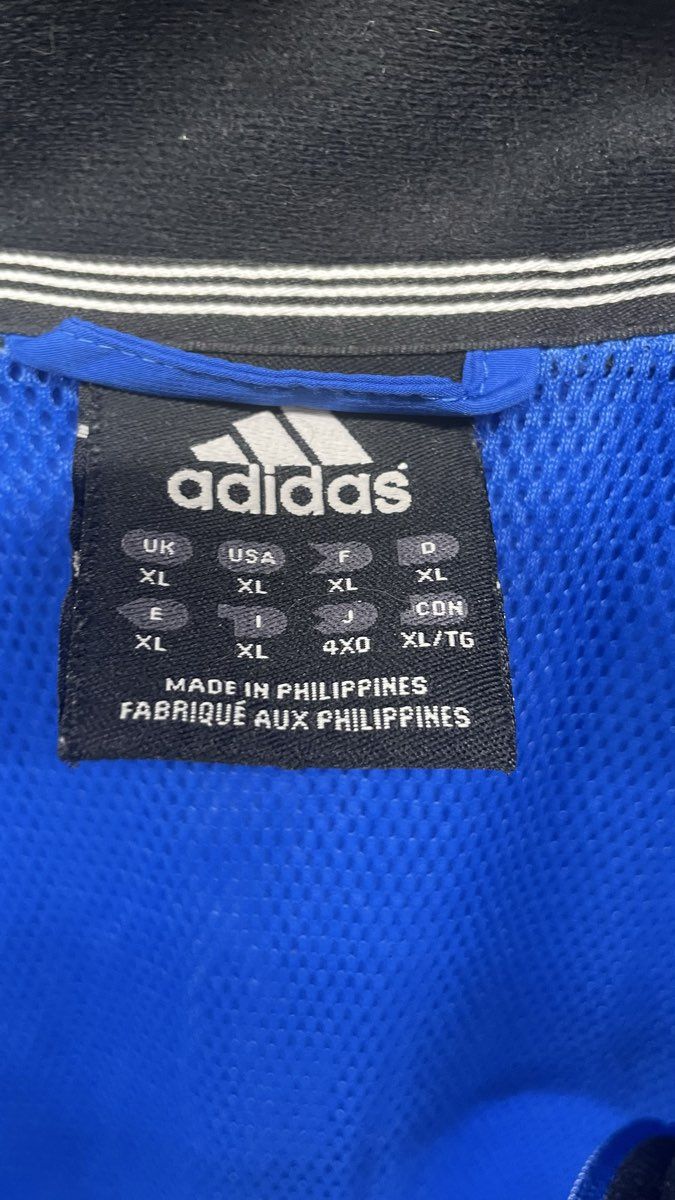 Vintage 2004 Adidas 3-Stripes Windbreaker Jacket Blue Black Sz XL