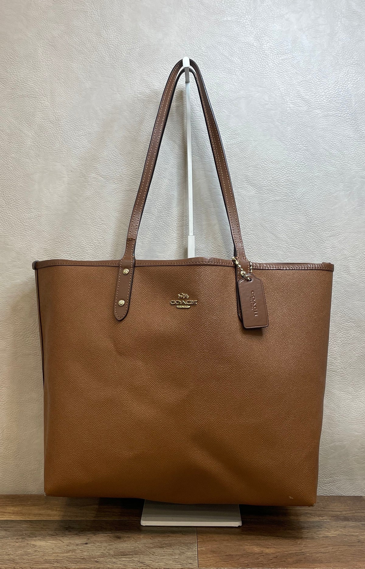 Coach Brown Pebbled Leather City Tote Bag Gold Hardware