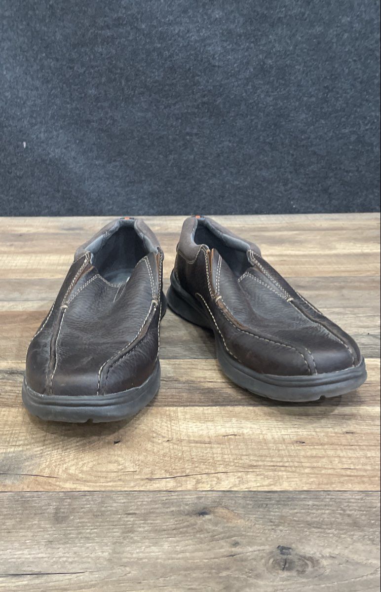 Clarks Collection Brown Leather Casual Slip-On Loafers Men's Size 10